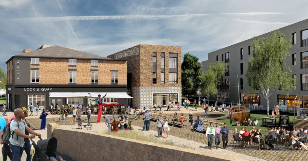 Bootle strand with people eating, drinking and walking