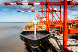A cargo ship at Peel Ports